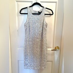 White House Black Market Silver Sequin Dress